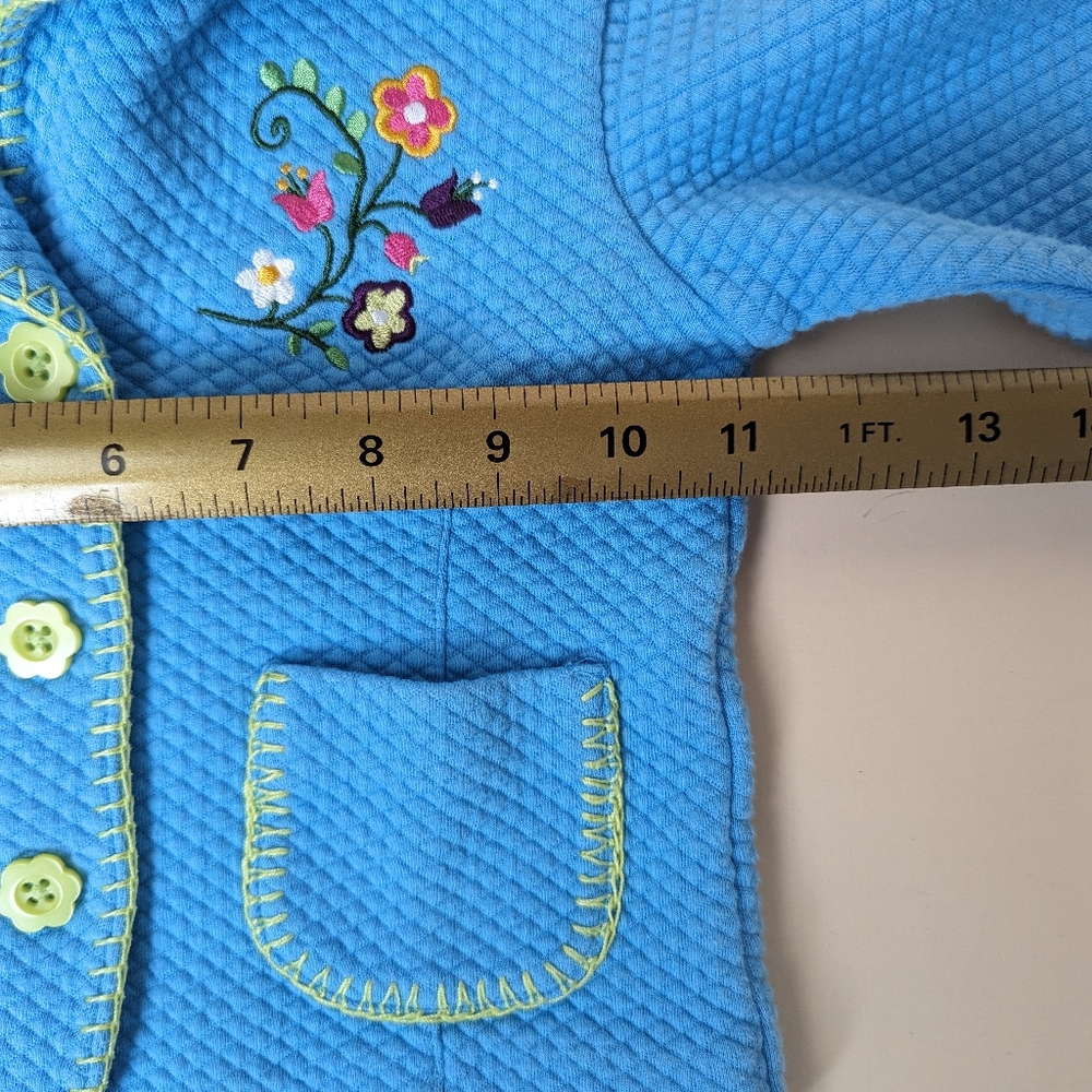 Hanna Andersson Blue Quilted Embroidered Jacket Size 80, 18-24M - Picture 8 of 9